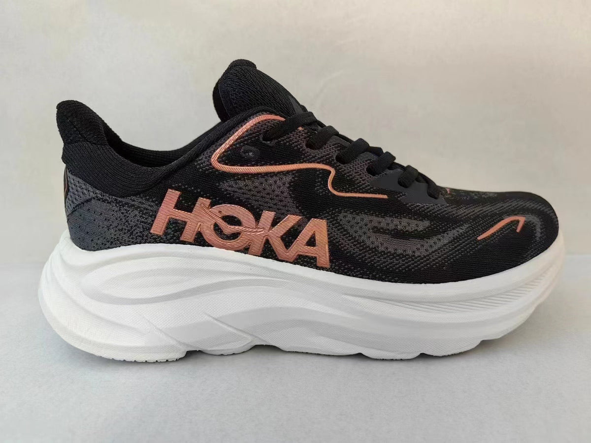 HOKA Clifton 10 Running Shoes - Black/Cream