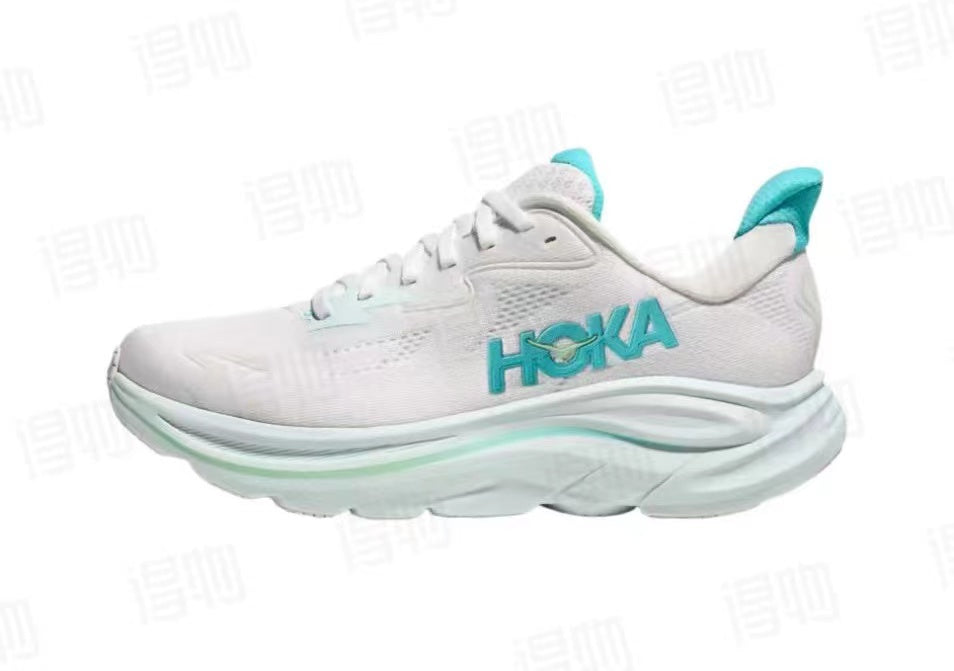 HOKA Clifton 10 Running Shoes - White/Teal