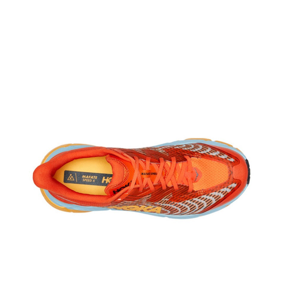 HOKA Mafate Speed 4 Trail Running Shoes - Orange/Light Blue