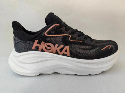 HOKA Clifton 10 Running Shoes - Black/Cream